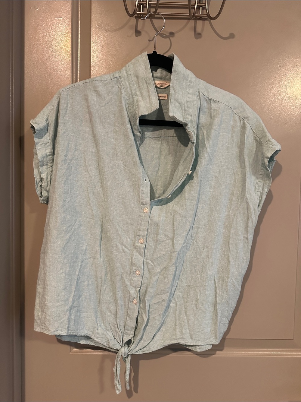 Weatherproof Light Green Button-Down Tie Front Shirt